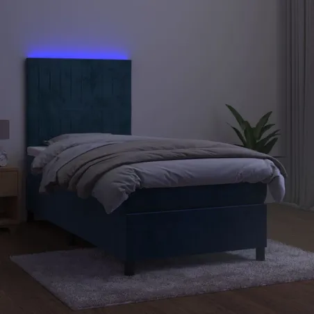 Sommier à lattes de lit matelas LED Bleu foncé 80x200cm Velours