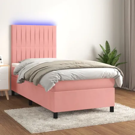 Sommier à lattes de lit avec matelas LED Rose 80x200 cm Velours