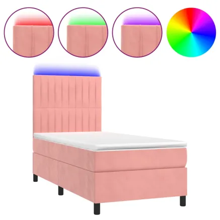 Sommier à lattes de lit avec matelas LED Rose 90x190 cm Velours 2