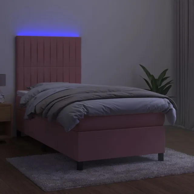 Sommier à lattes de lit avec matelas LED Rose 90x190 cm Velours
