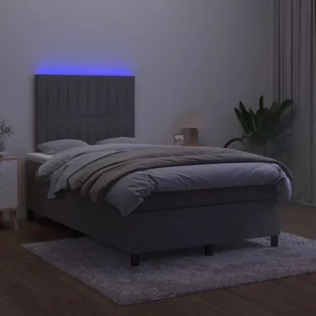 Sommier à lattes de lit avec matelas LED Gris foncé 120x200 cm