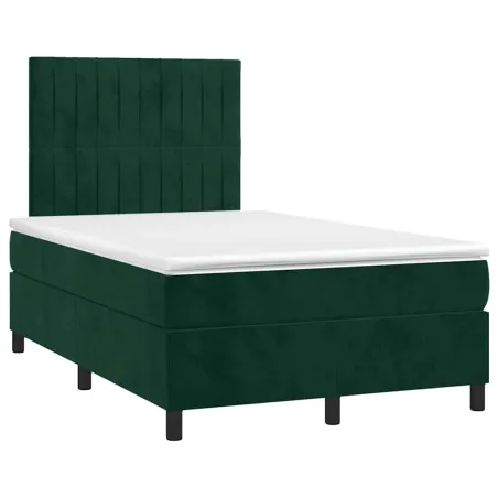 Sommier à lattes de lit avec matelas LED Vert foncé 120x200 cm