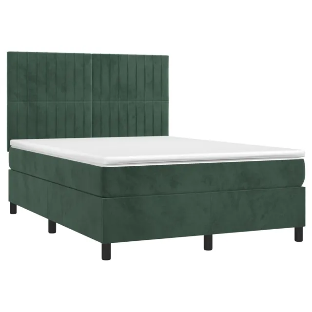 Sommier à lattes de lit avec matelas LED Vert foncé 140x190 cm