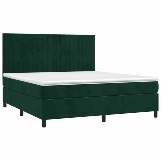 Sommier à lattes de lit matelas et LED Vert foncé 160x200 cm
