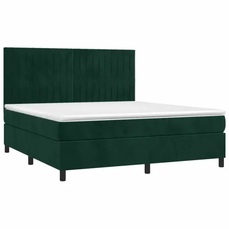 Sommier à lattes de lit matelas et LED Vert foncé 160x200 cm