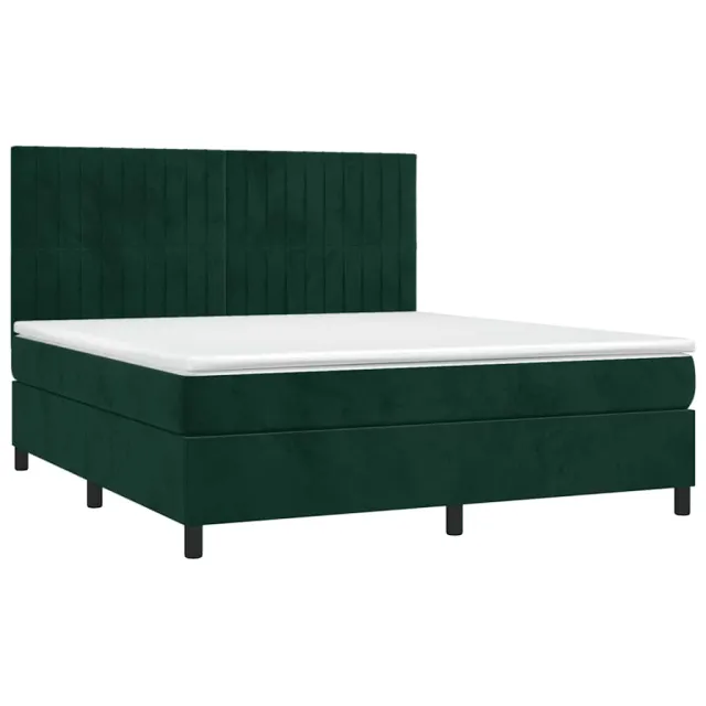 Sommier à lattes de lit matelas et LED Vert foncé 180x200 cm