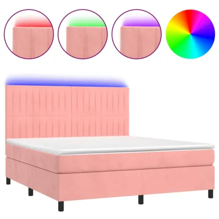 Sommier à lattes de lit matelas et LED Rose 180x200 cm Velours 2