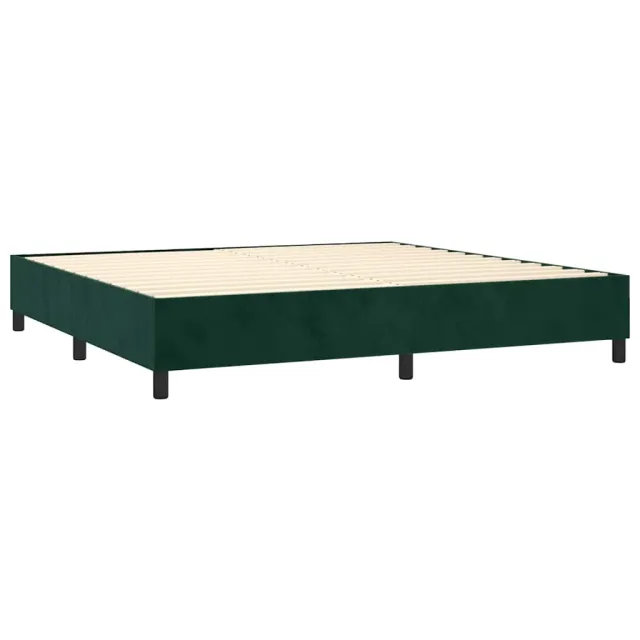 Sommier à lattes de lit matelas et LED Vert foncé 200x200 cm