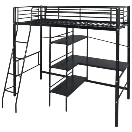 Lit avec matelas Noir 200 x 90 cm Métал