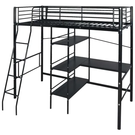 Lit avec matelas Noir 200 x 90 cm Métал