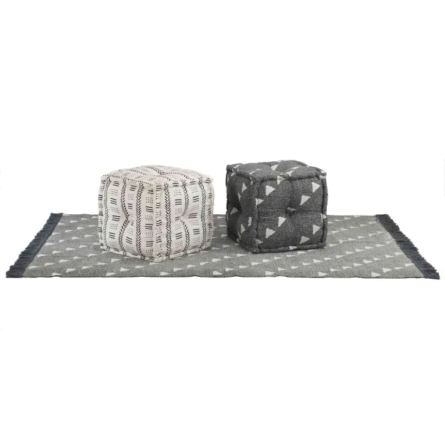 Pouffes Géométrique Gris et blanc 40 x 40 x 40 cm tissu