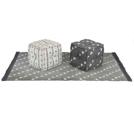 Pouffes Géométrique Gris et blanc 40 x 40 x 40 cm tissu