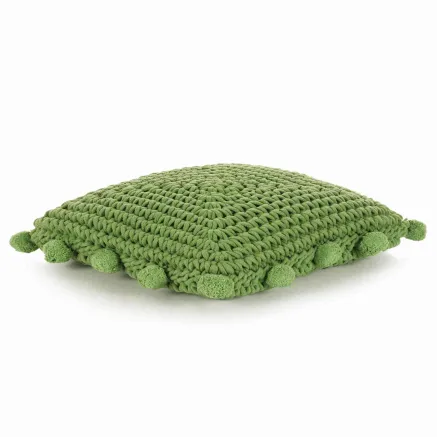 Coussin de jeté Basketweave avec oreiller Vert 50 x 50 cm Coton
