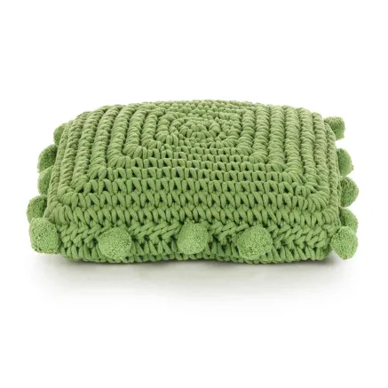Coussin de jeté Basketweave avec oreiller Vert 50 x 50 cm Coton 2