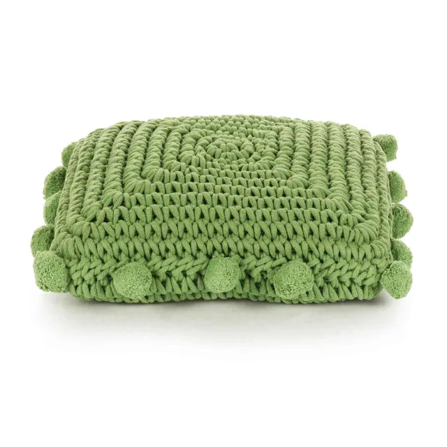 Coussin de jeté Basketweave avec oreiller Vert 50 x 50 cm Coton