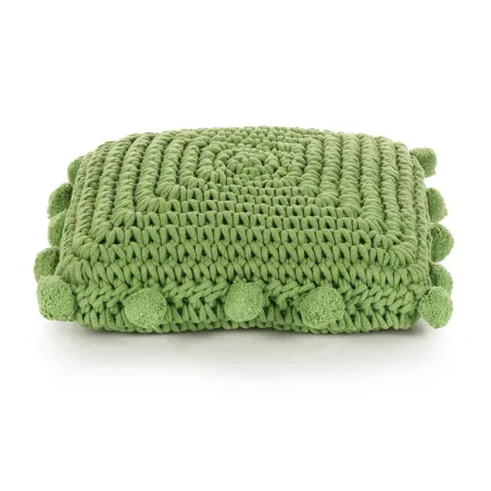 Coussin de jeté Basketweave avec oreiller Vert 50 x 50 cm Coton