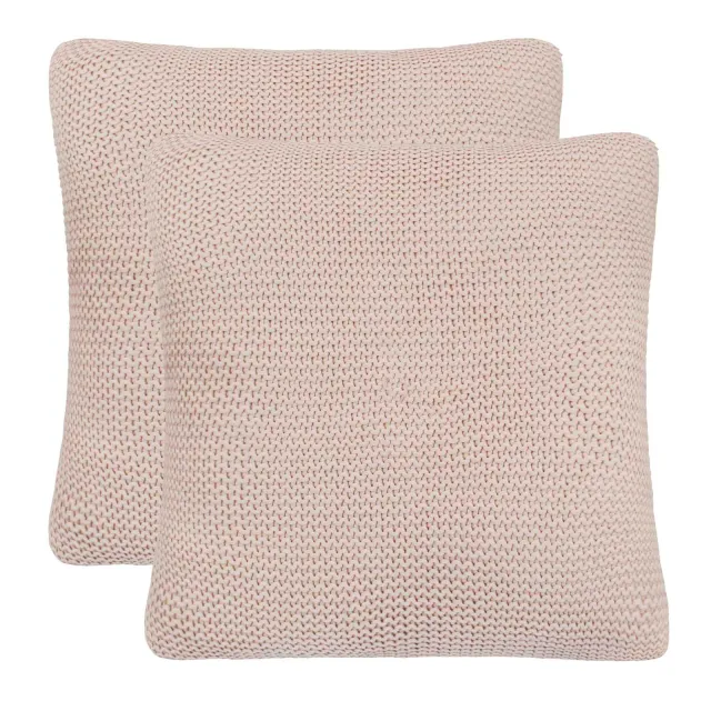 Coussin de jeté Basketweave 2 pcs Rose 45 x 45 cm Coton