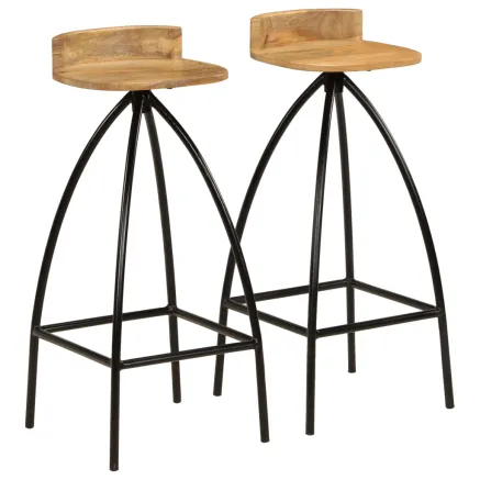 Chaises de bar lot de 2 bois de manguier solide