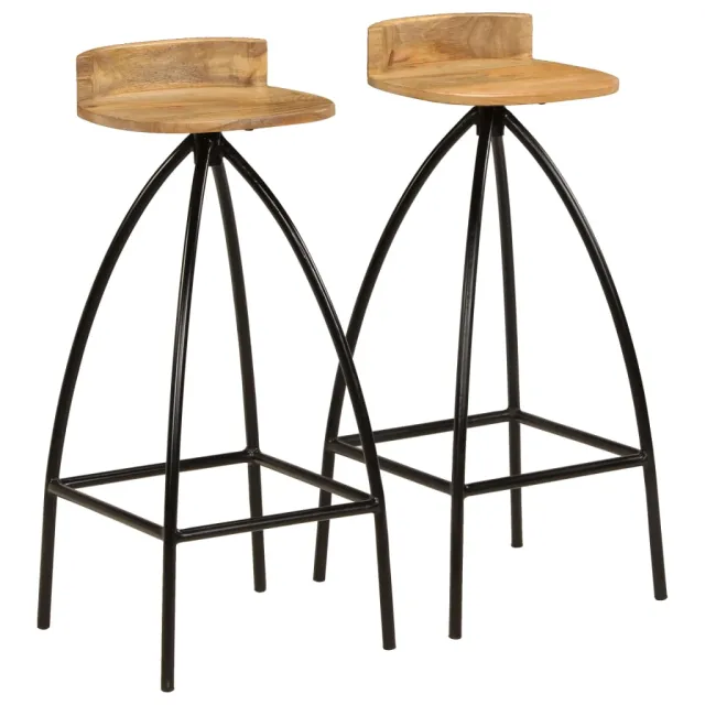 Chaises de bar lot de 2 bois de manguier solide