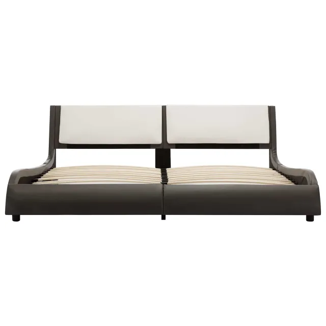 Cadre de lit Gris et blanc 160 x 200 cm Simili cuir