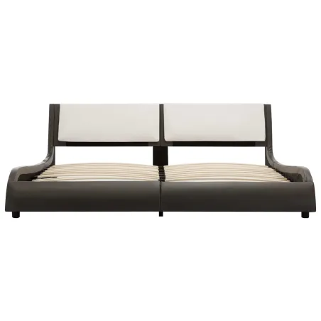 Cadre de lit Gris et blanc 160 x 200 cm Simili cuir