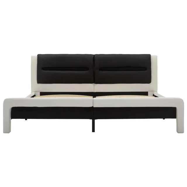 Cadre de lit Blanc et Noir 120 x 200 cm Simili cuir