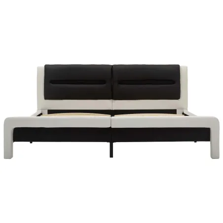 Cadre de lit Blanc et Noir 120 x 200 cm Simili cuir