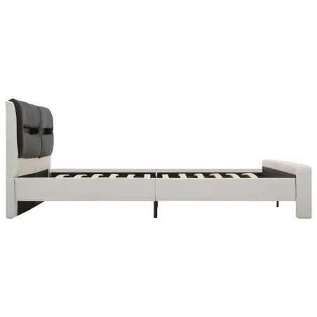 Cadre de lit Blanc et Noir 120 x 200 cm Simili cuir
