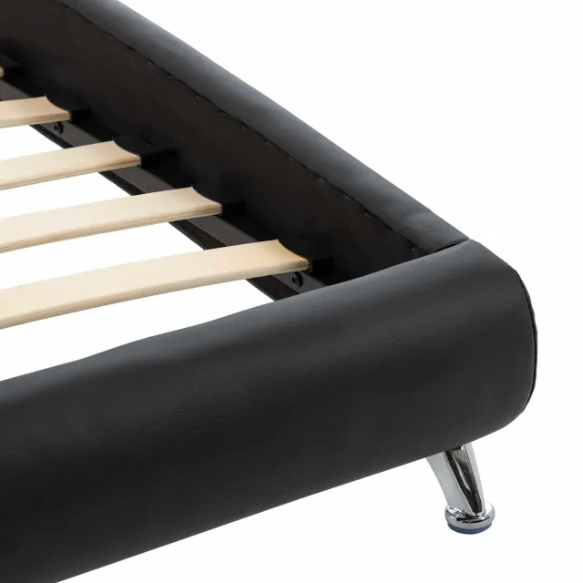 Cadre de lit avec tête de lit Noir 160 x 200 cm Simili cuir