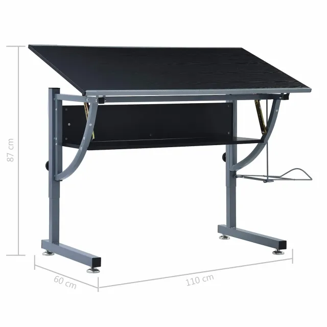 Table à dessin Noir 110 x 60 x 87 cm Panneau de particules