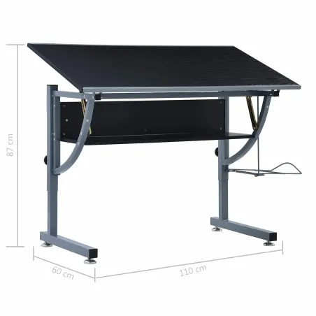 Table à dessin Noir 110 x 60 x 87 cm Panneau de particules