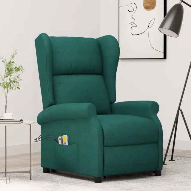 Fauteuil de massage Vert foncé Tissu