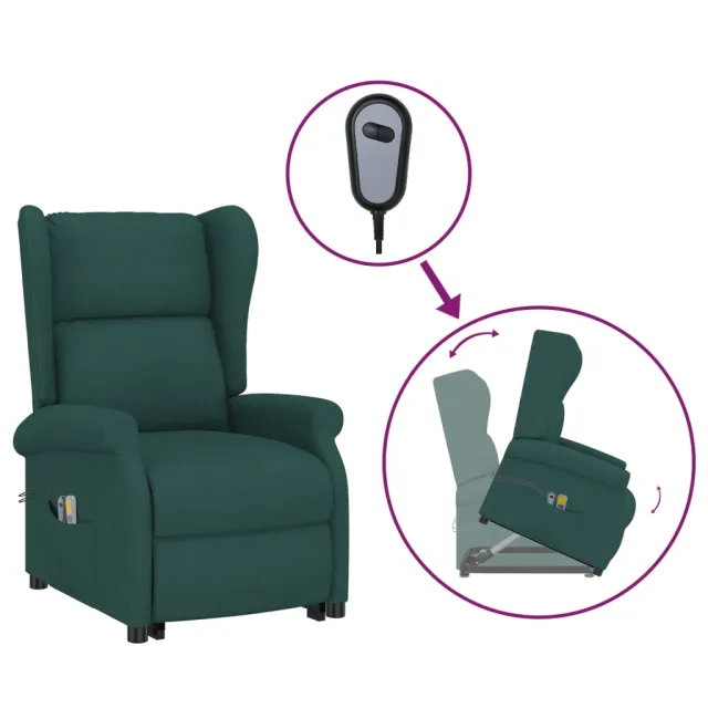 Fauteuil de massage Vert foncé Tissu
