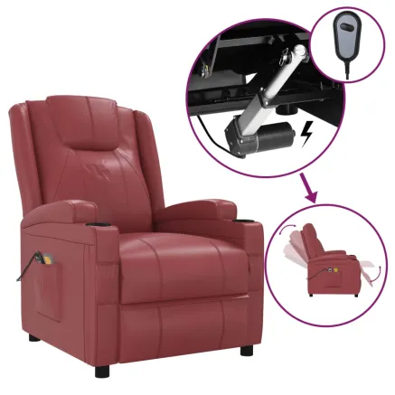 Fauteuil de massage électrique Rouge bordeaux Similicuir 2