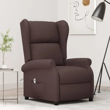 Fauteuil inclinable électrique à oreilles marron foncé tissu
