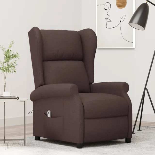 Fauteuil inclinable électrique à oreilles marron foncé tissu