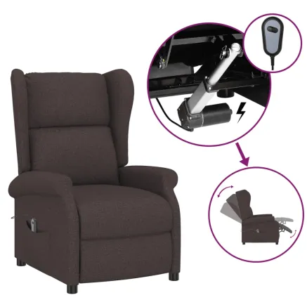 Fauteuil inclinable électrique à oreilles marron foncé tissu 2