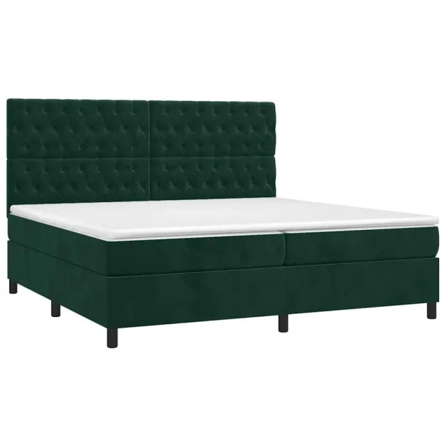 Sommier à lattes de lit matelas et LED Vert foncé 200x200 cm
