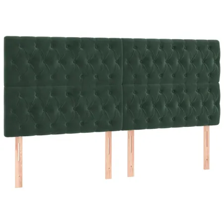 Sommier à lattes de lit matelas et LED Vert foncé 200x200 cm