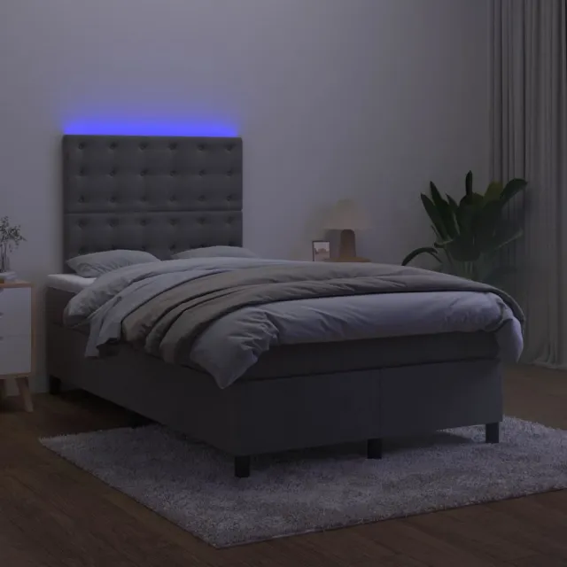 Sommier à lattes de lit matelas et LED Gris foncé 120x200 cm