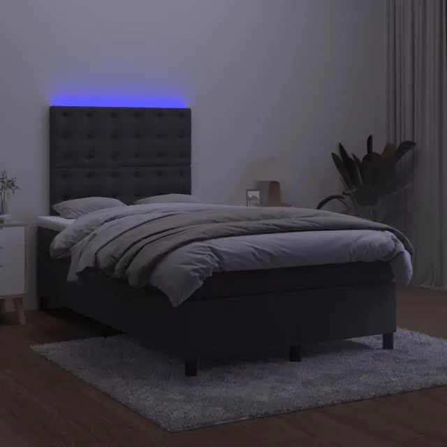 Sommier à lattes de lit matelas et LED Noir 120x200 cm Velours