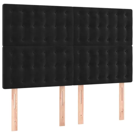 Sommier à lattes de lit matelas et LED Noir 140x190 cm Velours