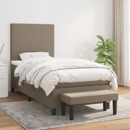Sommier à lattes de lit avec matelas Taupe 100x200 cm Tissu