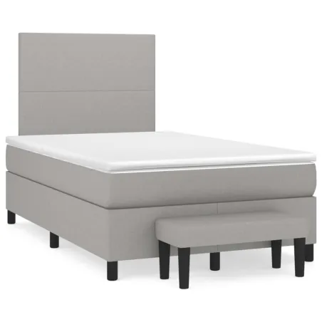 Sommier à lattes de lit avec matelas Gris clair 120x200cm Tissu