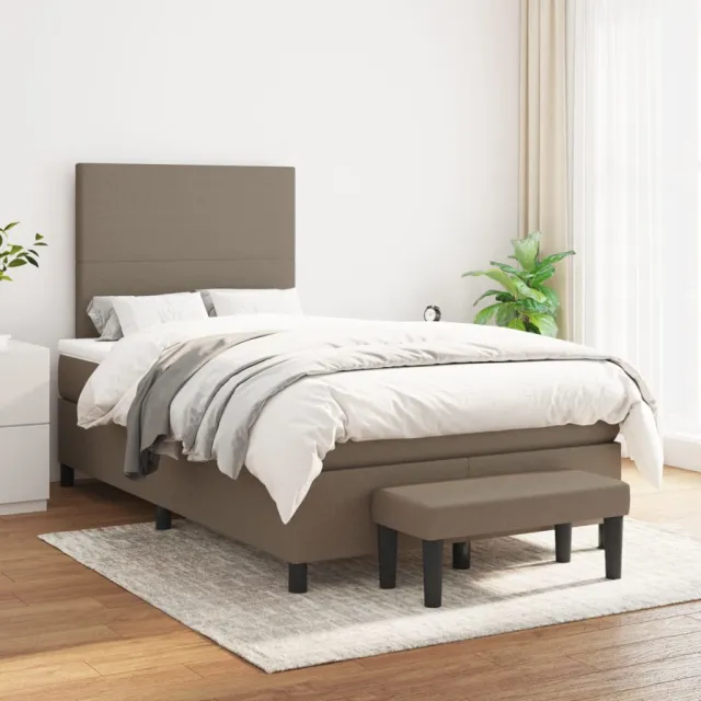 Sommier à lattes de lit avec matelas Taupe 120x200 cm Tissu