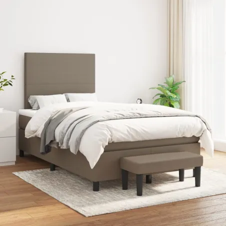 Sommier à lattes de lit avec matelas Taupe 120x200 cm Tissu