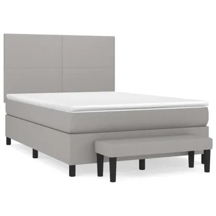 Sommier à lattes de lit avec matelas Gris clair 140x190cm Tissu 2