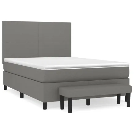Sommier à lattes de lit avec matelas Gris foncé 140x200cm Tissu 2