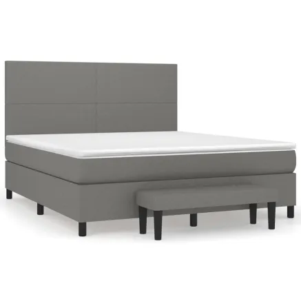 Sommier à lattes de lit avec matelas Gris foncé 160x200cm Tissu 2