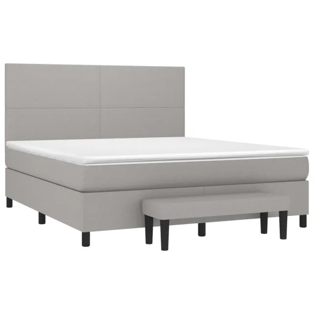 Sommier à lattes de lit avec matelas Gris clair 180x200cm Tissu